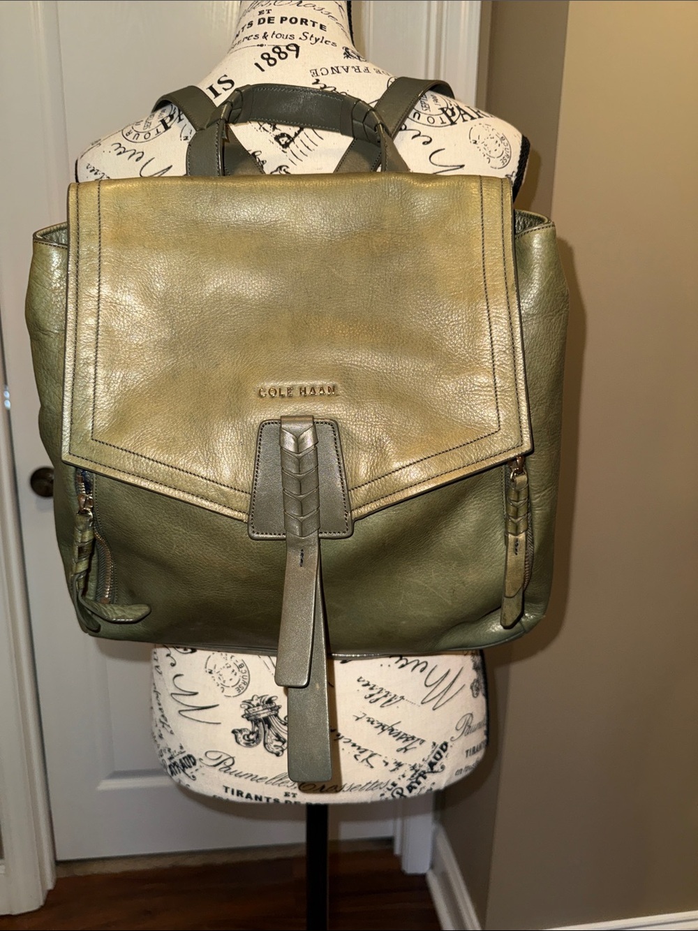 Cole Haan Olive Green Leather Backpack - Felicity Backpack